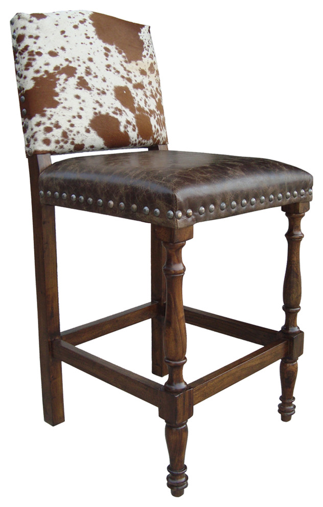 Colton Cowhide Bar Stool, Set of 3 - Southwestern - Bar Stools And Counter Stools - by John 