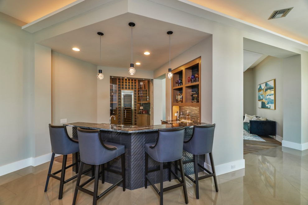 Transitional home bar photo in Austin