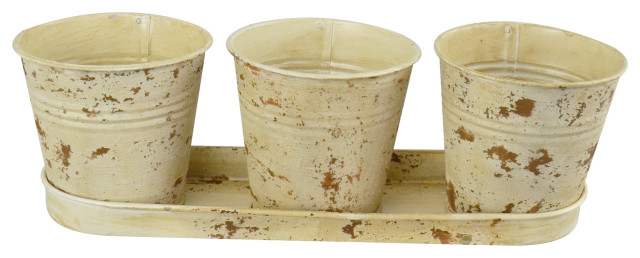 Planter 3-Piece Bucket With Tray, Buttercream