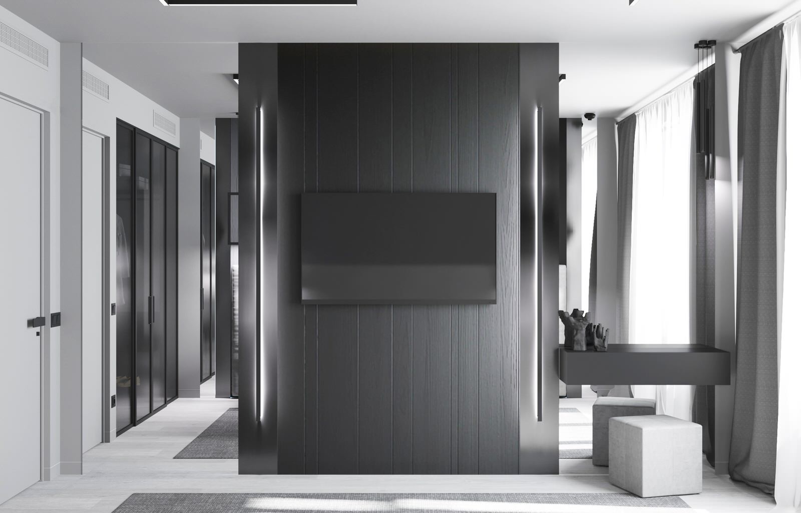 Спальня из проекта квартиры в ЖК "THE MID" 80 м2