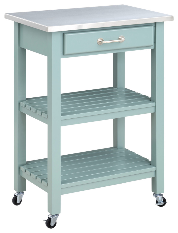 Colorado Kitchen Cart With Stainless Steel Top Contemporary Kitchen