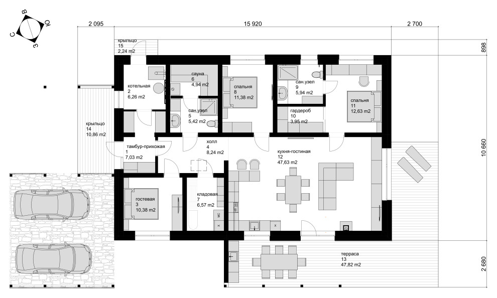 Одноэтажный дом 130м2