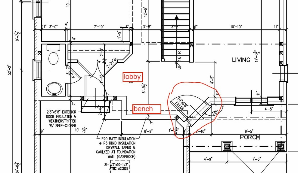 Lefthanded or righthanded inswing for front entrance
