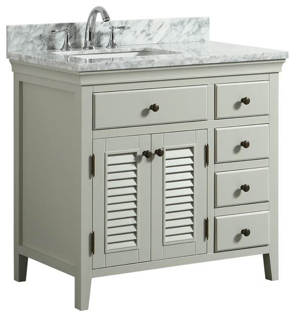 Callum Cream Bathroom Vanity With Marble Counter Transitional