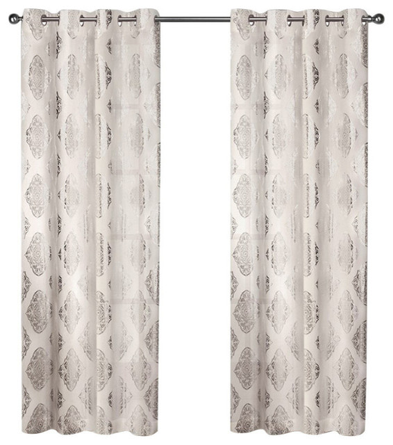 Curtain Panel Pair Set Of 2 Off White 54 X108 Contemporary