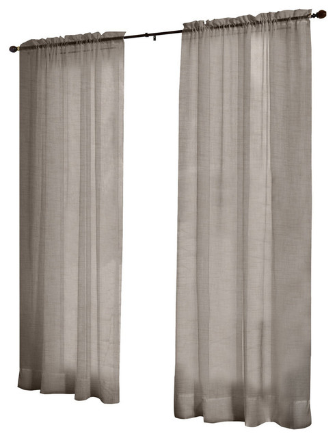 Belgian Textured Look Sheer Rod Pocket Top Curtain Panels Belgian Textured Look Sheer Rod Pocket Top Curtain Panels Set Of 2 Grey
