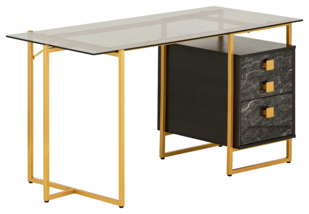 Techni Mobili Gold Computer Desk with Storage Contemporary Desks
