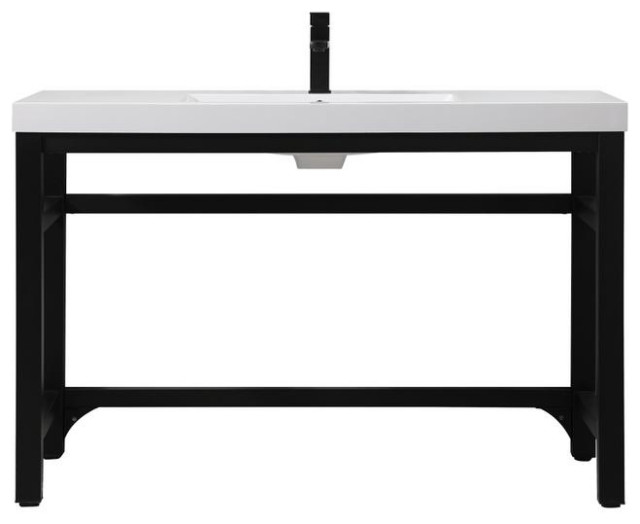 48 Inch Ada Compliant Single Bathroom Metal Vanity In Black - Beach ...