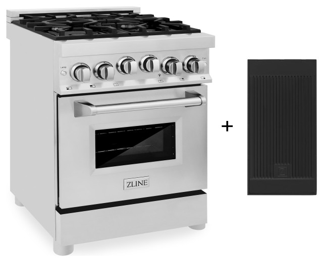 ZLINE 24" Gas Range With Griddle, Stainless Steel Modern Gas Ranges