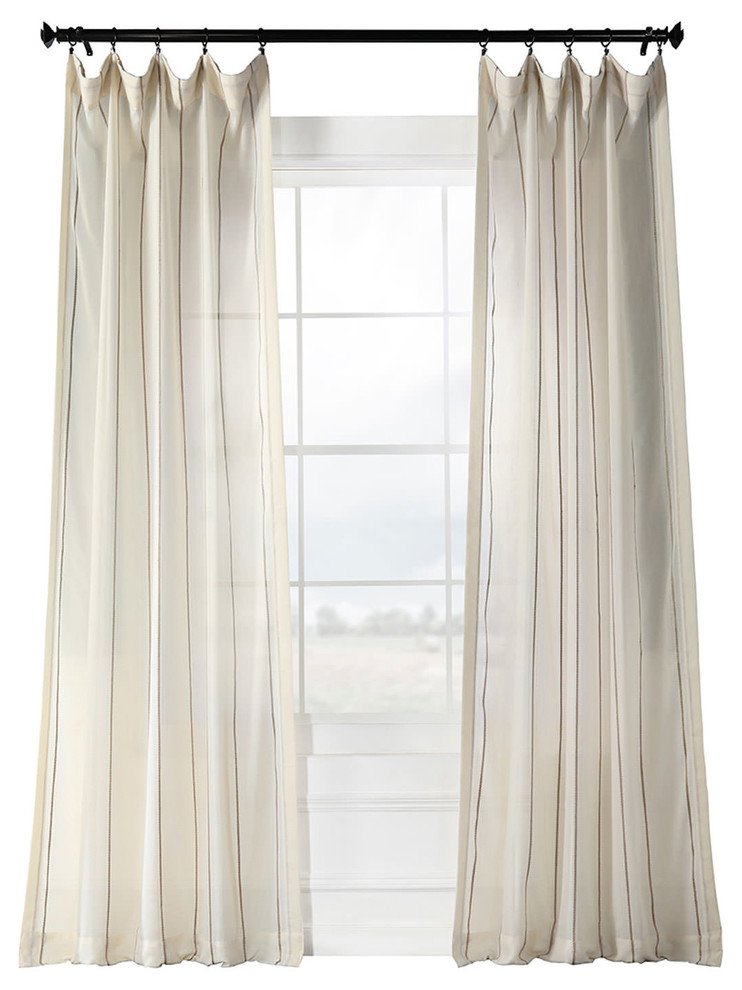 Aruba Gold Striped Linen Sheer Curtain Single Panel Contemporary Curtains By Half Ds Houzz Aruba Gold Striped Linen Sheer Curtain, Gold Sheer Curtains