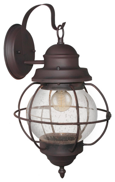 Antique Wall Sconce, Oil Rubbed Bronze, Clear Seeded Glass - Industrial - Outdoor Wall Lights ...