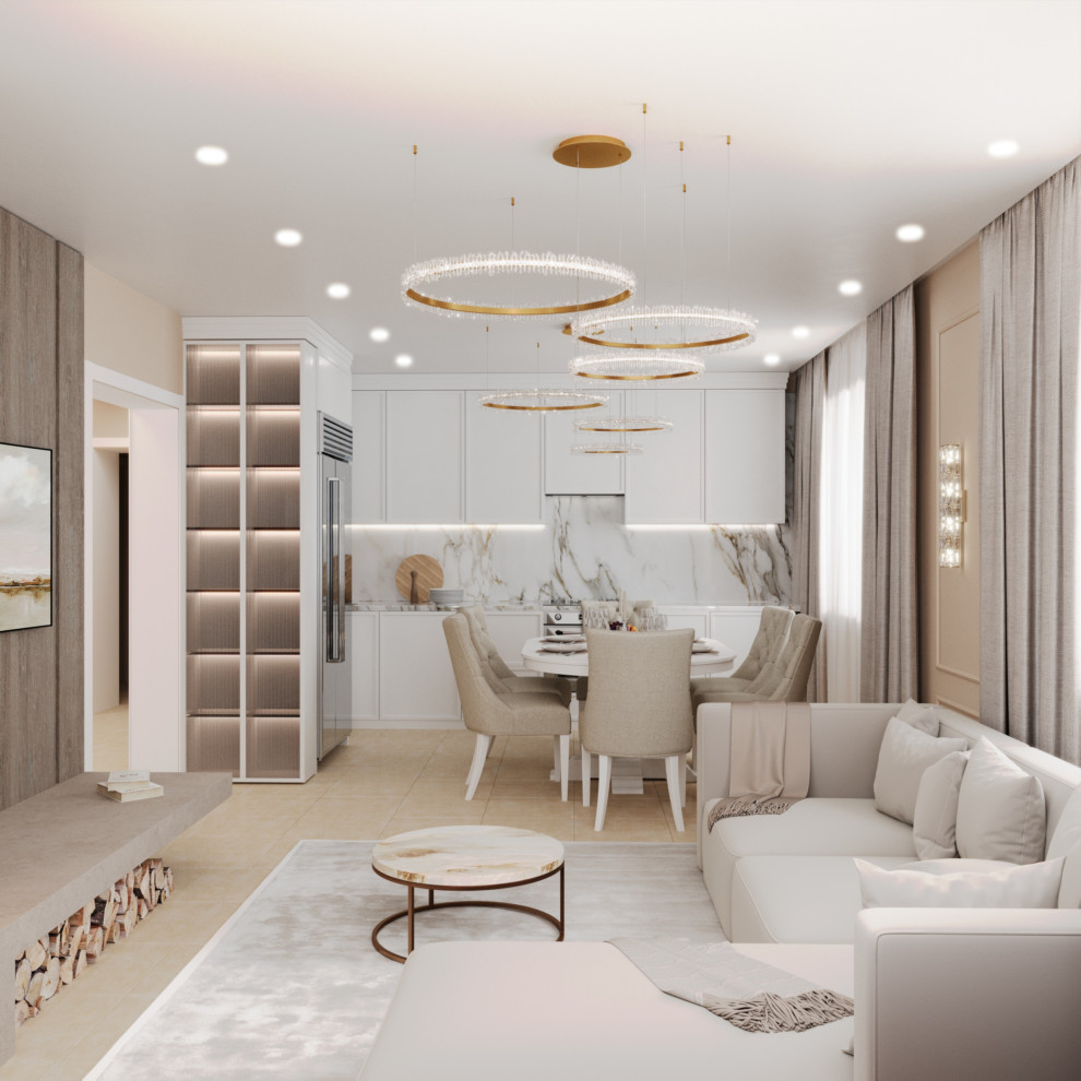 Проект загородного дома. Кухня-гостиная.