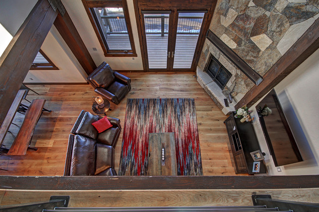 Two Cabins transitional-living-room