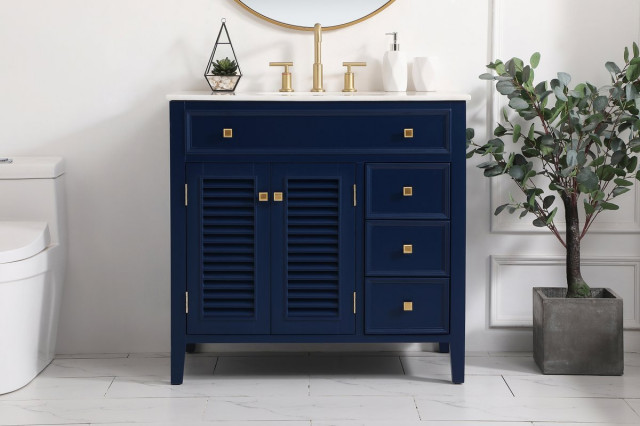 Elegant VF10436BL 36"Single Bathroom Vanity, Blue - Transitional ...