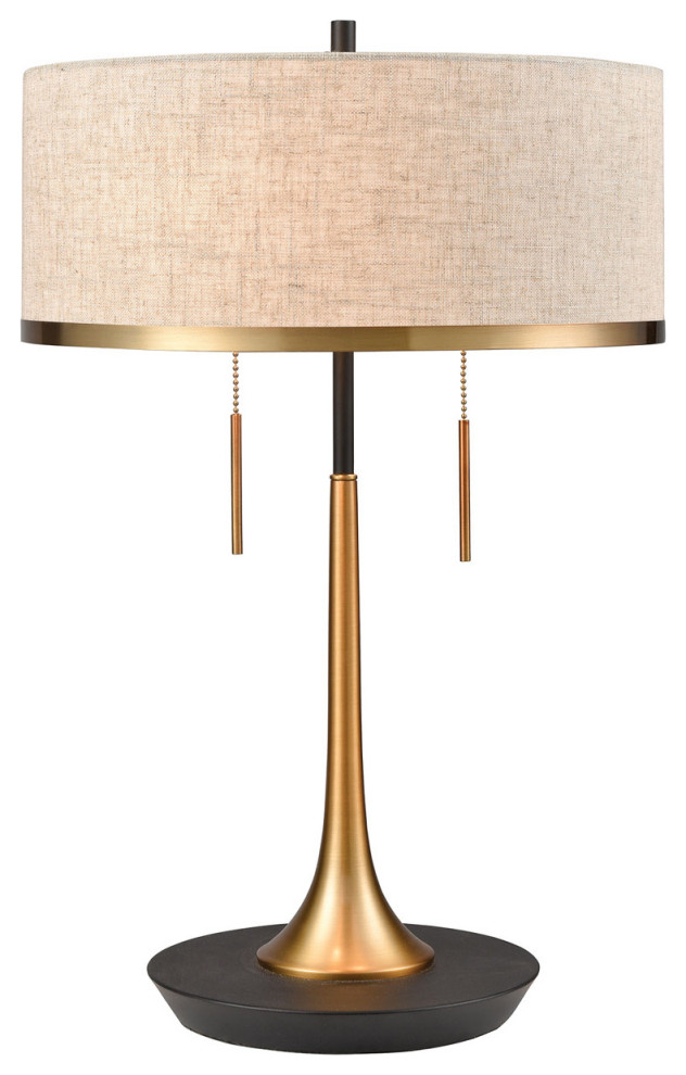 Galway 2 Light Table Lamp, Aged Brass with Black Transitional Table
