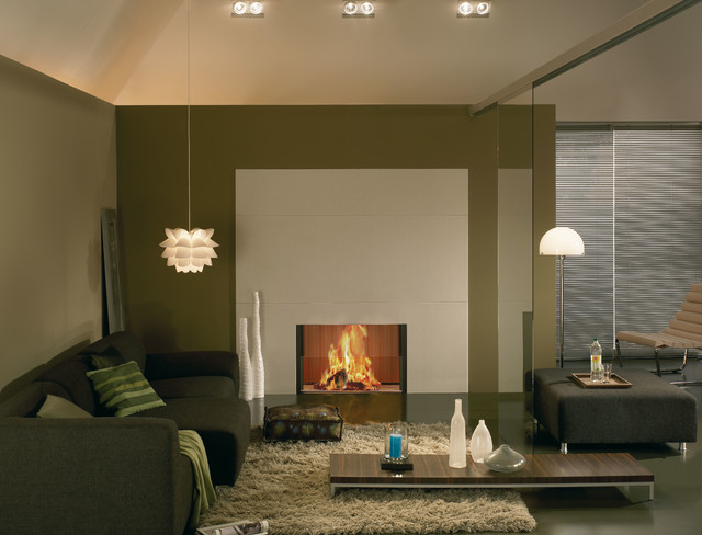Kamin contemporary-vardagsrum