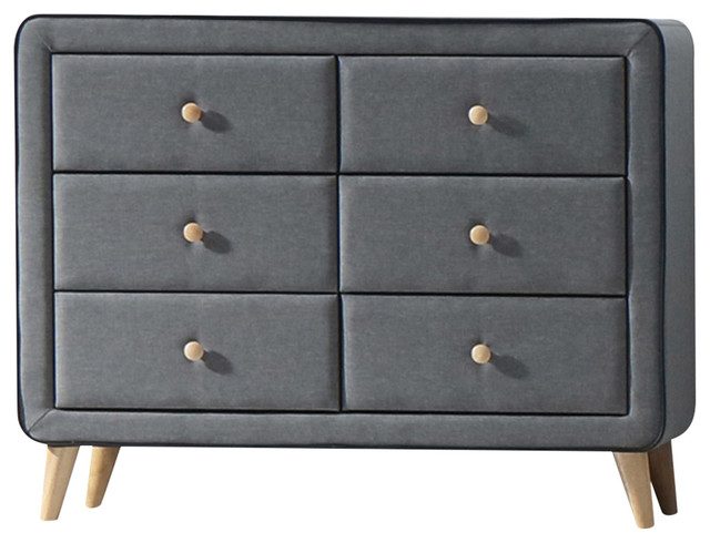 Valda Upholstered Dresser Light Gray Fabric Midcentury Dressers By Hedgeapple Houzz