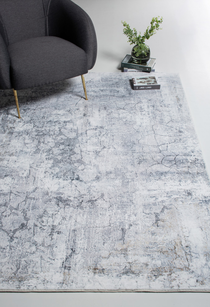 Roxy Grey Tranquility Abstract Plush Area Rug, 6' X 9' Contemporary