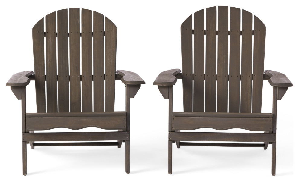 GDF Studio Milan Outdoor Rustic Acacia Wood Folding Adirondack Chair