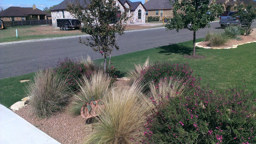 Design ideas for a mid-sized traditional front yard full sun xeriscape in Austin.