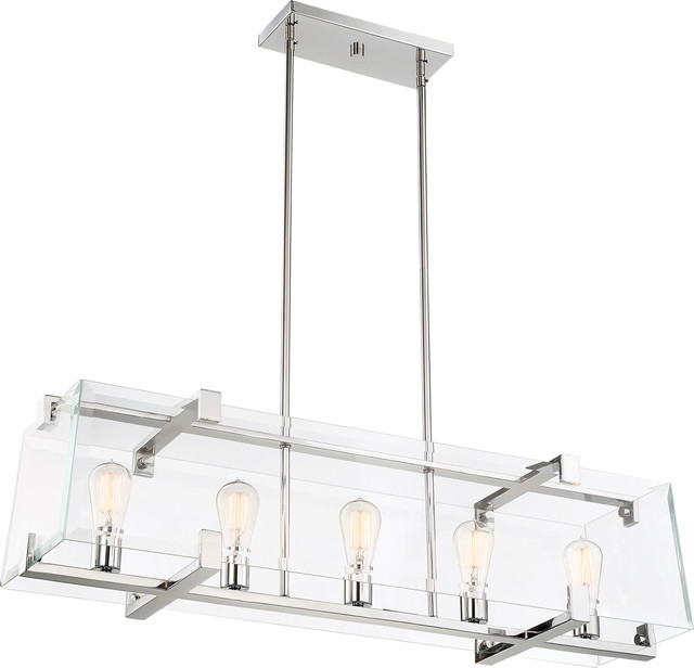 Nuvo Shelby 5 Light Island Pendant Fixture Polished Nickel