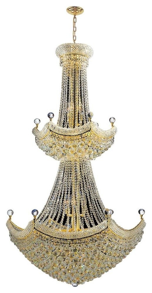 Empire 32 Light Gold Finish Clear Crystal Chandelier 36" D x 66" H Two 2 Tier