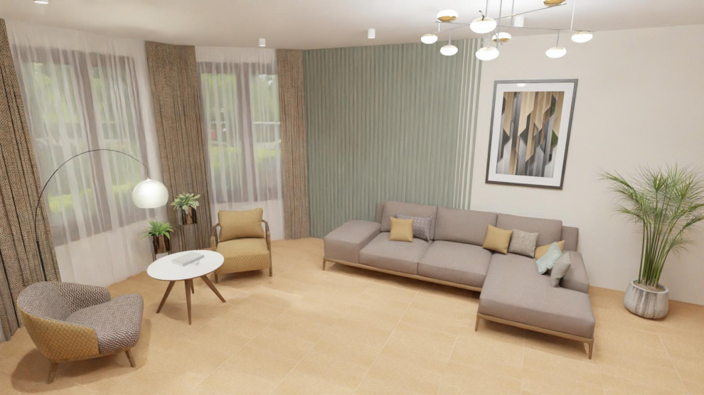 Большой зал в доме. Около 60 кв.м.