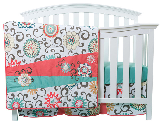 Waverly Pom Play 4 Piece Crib Bedding Set Contemporary Baby Waverly Pom Play 4 Piece Crib Bedding Set