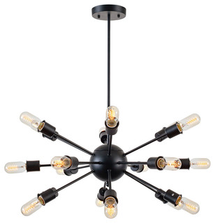 Sputnik 18-Light Chandelier, Black