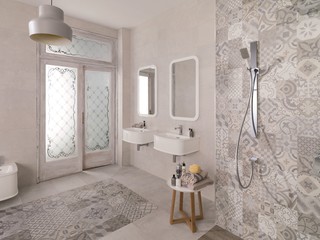 Patterned Feature Tiles Dover Antique Contemporary Bathroom
