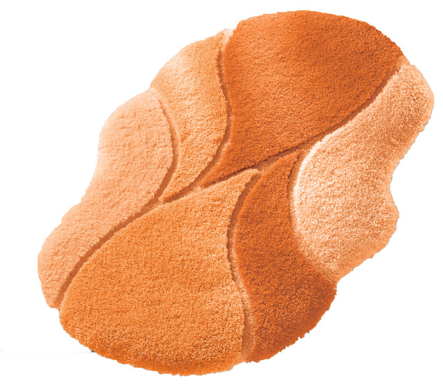 Peach Unique Shaped Non Slip Washable Bathroom Rug, Vamonte