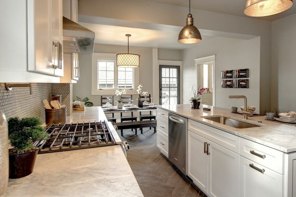 Transitional kitchen photo in Denver