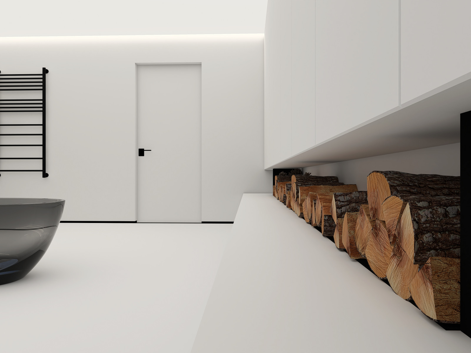 Представляем вам наш проект ванной комнаты с камином и панорамным зеркалом. Глав