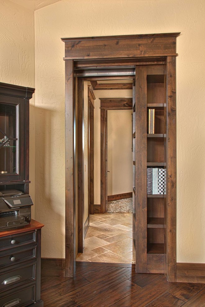 Example of a mountain style home office design in Seattle