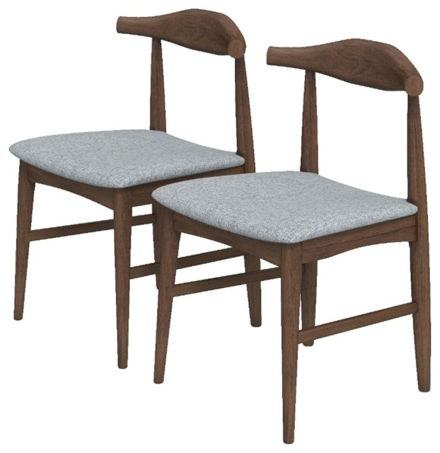 Silas MidCentury Modern Fabric Dining Chair in Gray (Pair