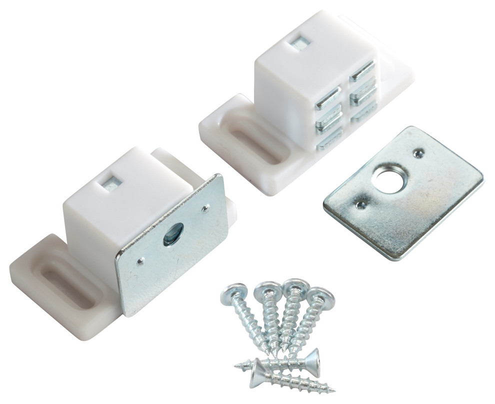 Rok Hardware Heavy Duty 15 lb High Magnetic Catch, White/Nickel, 2 Pack