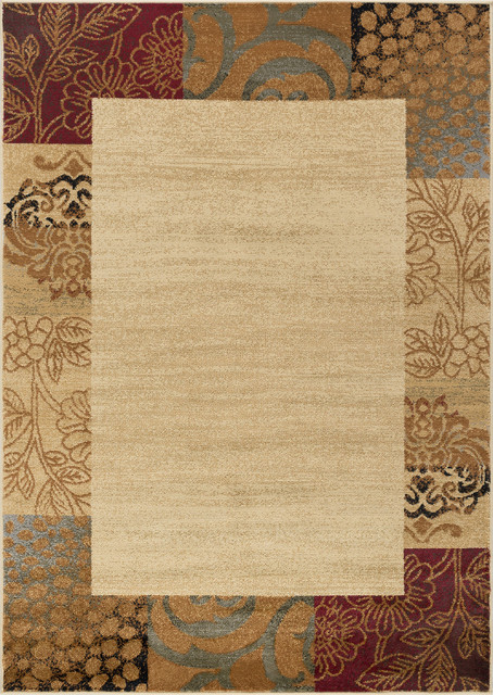 Sedona Transitional Floral Beige Rectangle Area Rug, 5' x 7'