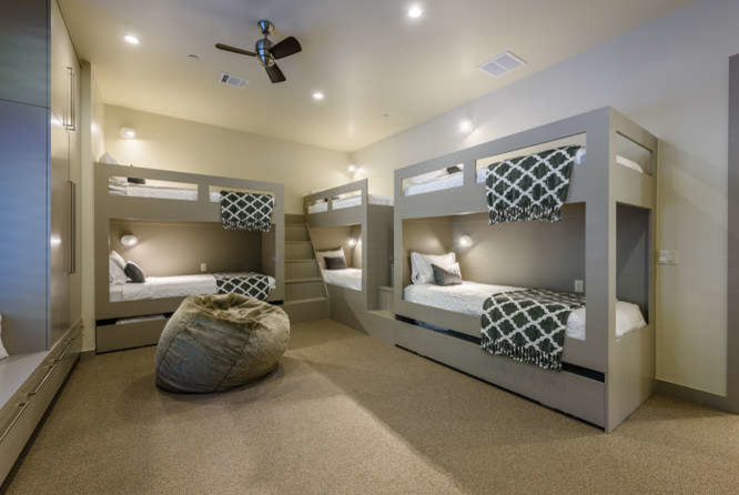 Photo of a contemporary bedroom in Austin.