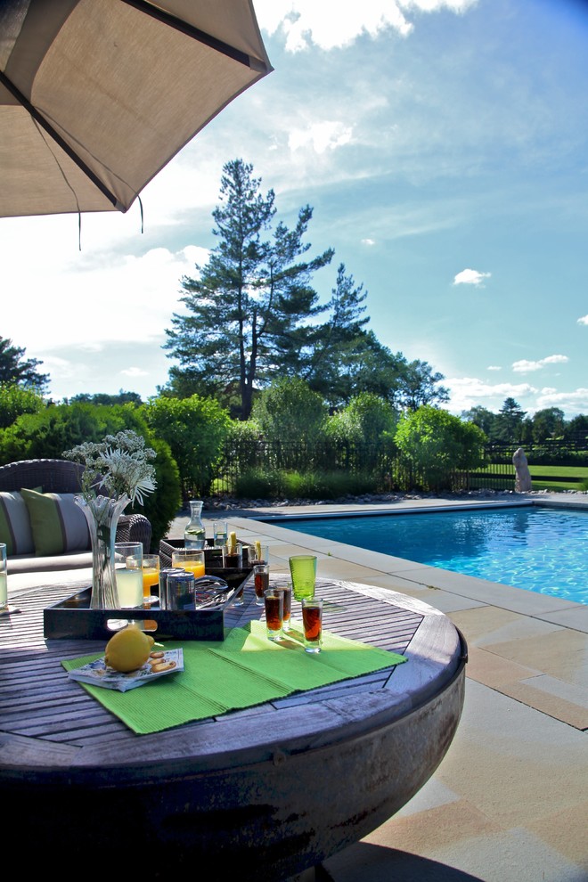 Inspiration for a timeless pool remodel in New York