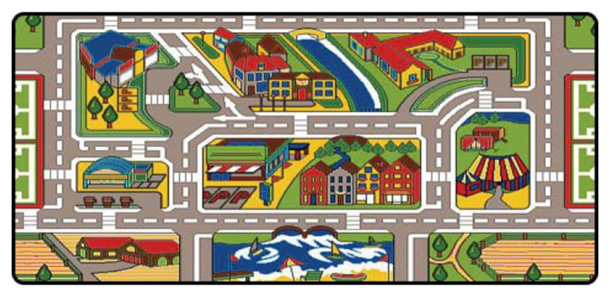 Learning Carpets Indoor Outdoor Playmat Town and Country, LC189 36"x79"