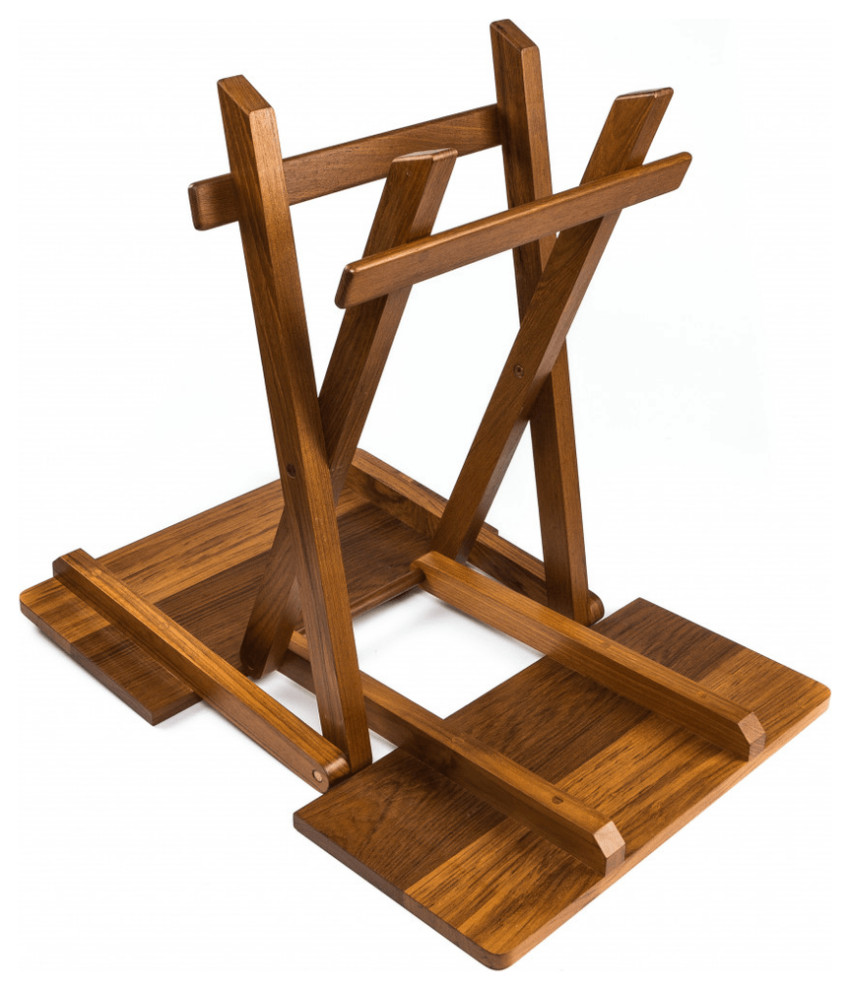 19" Brown Solid Square Teak Folding Indoor Outdoor End Table