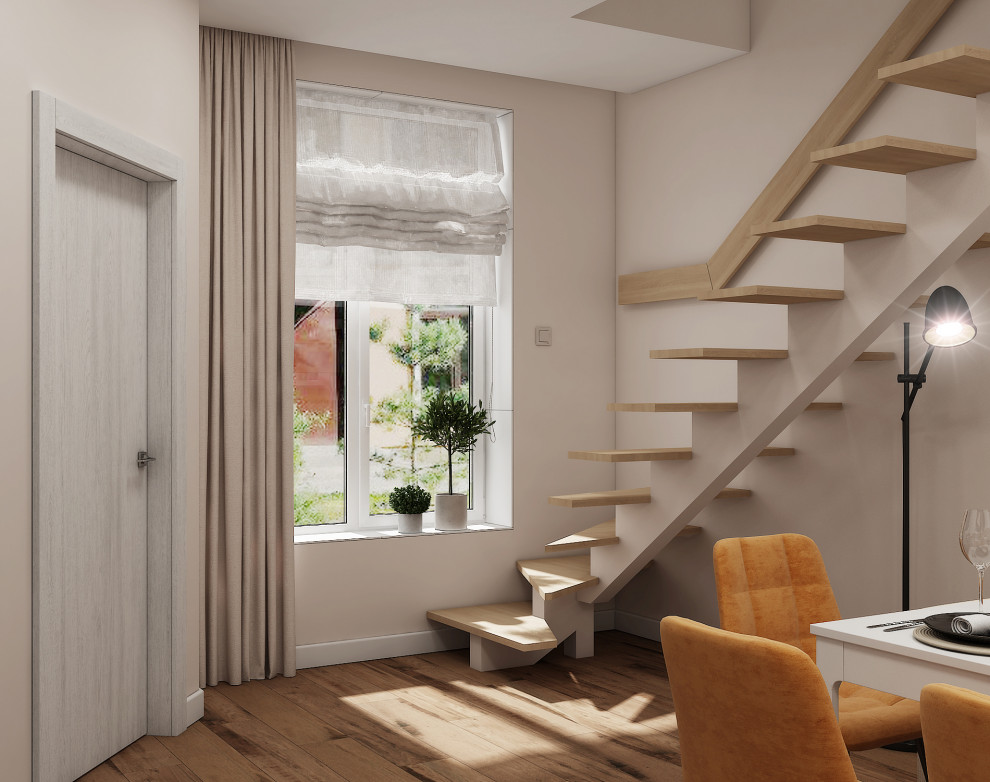 Кухня-гостиная, ванная. Таунхаус "Волжские пенаты" г. Ярославль 2021год