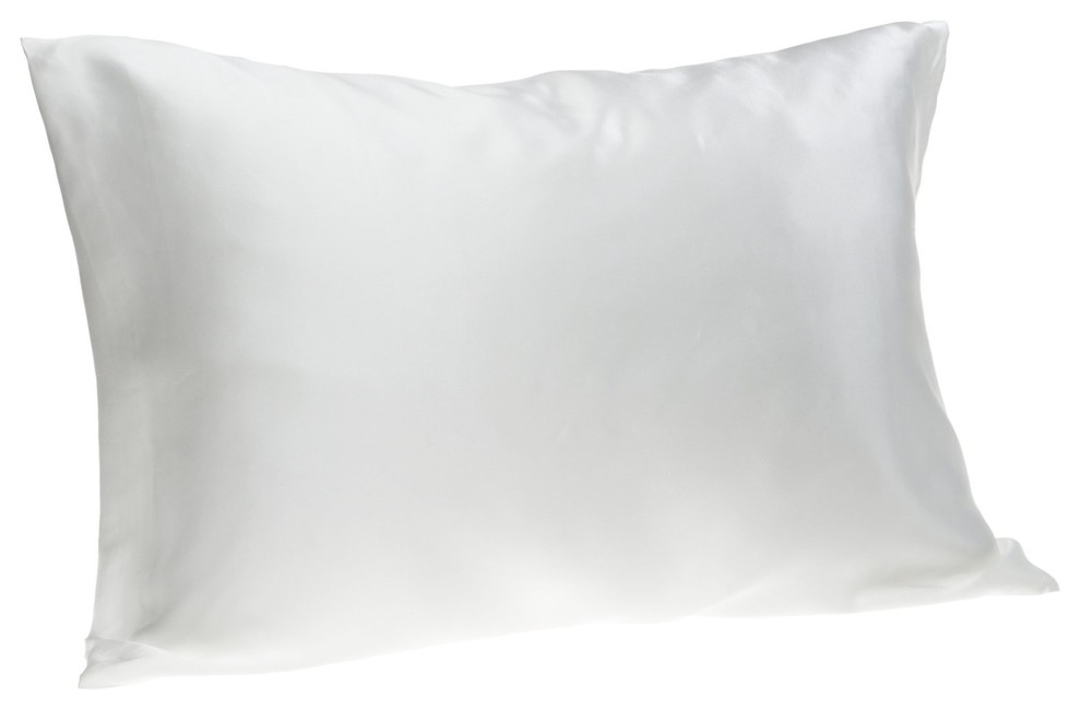 Pure Mulberry Silk Pillowcase - 22 Momme, White, Queen - 20"x30"