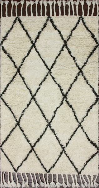 NuLoom Hand-Knotted Moroccan Trellis Natural Shag Wool Rug