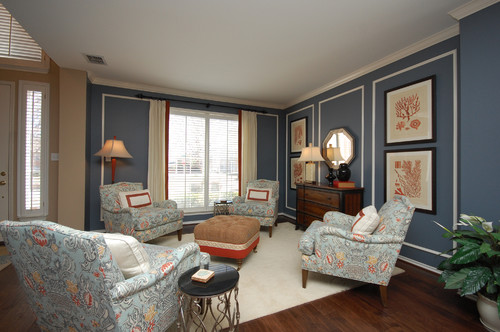 Traditional Soft Blue Living Room