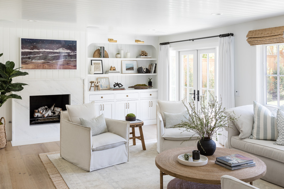 Example of a beach style family room design in Orange County