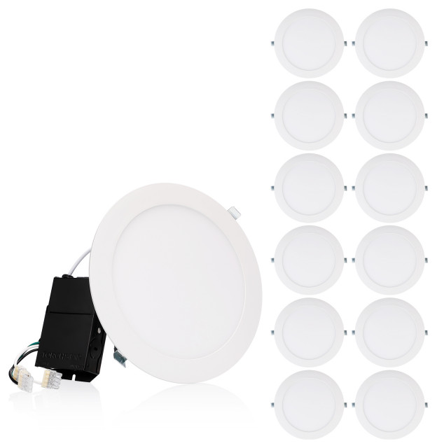 12Pack 8"UltraThin LED Recessed Light With JBox, White, 4000K Cool