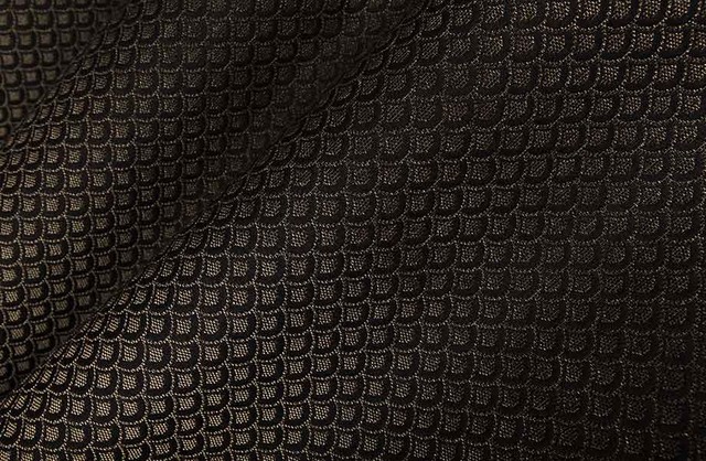 Zane Scale Pattern Upholstery Fabric in Black and Taupe