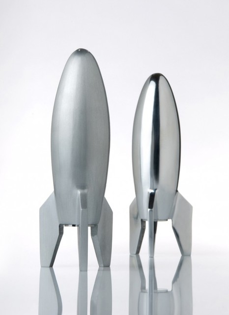 Metal Rocket Salt & Pepper Shakers