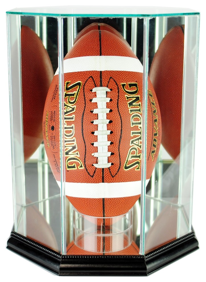 Upright Octagon Football Display Case Traditional Sports And Game Room Memorabilia by